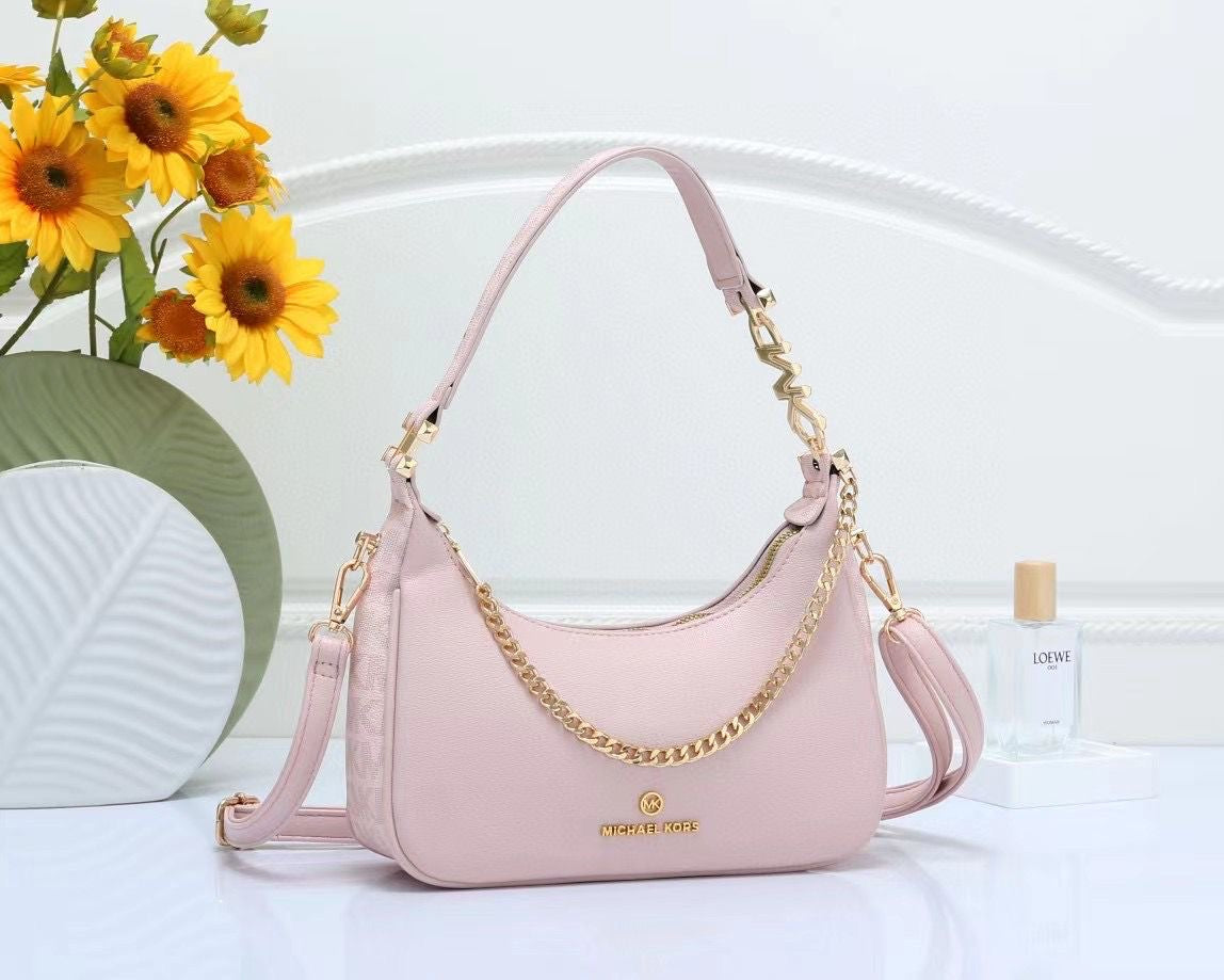 Michael Kors Pink Shoulder Bag with Gold Chain