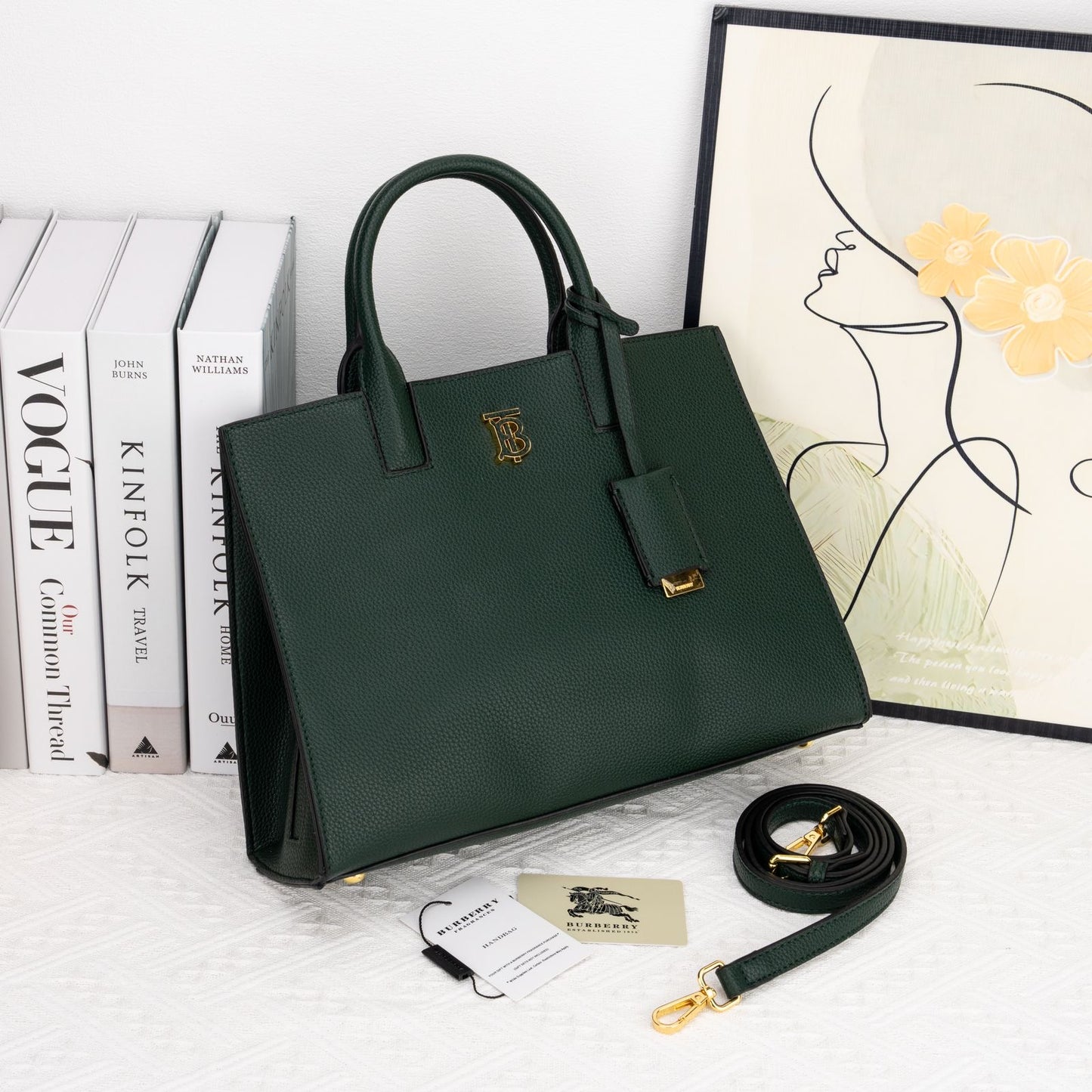 Burberry Frances Women’s Mini Leather Bag (Dark Green)