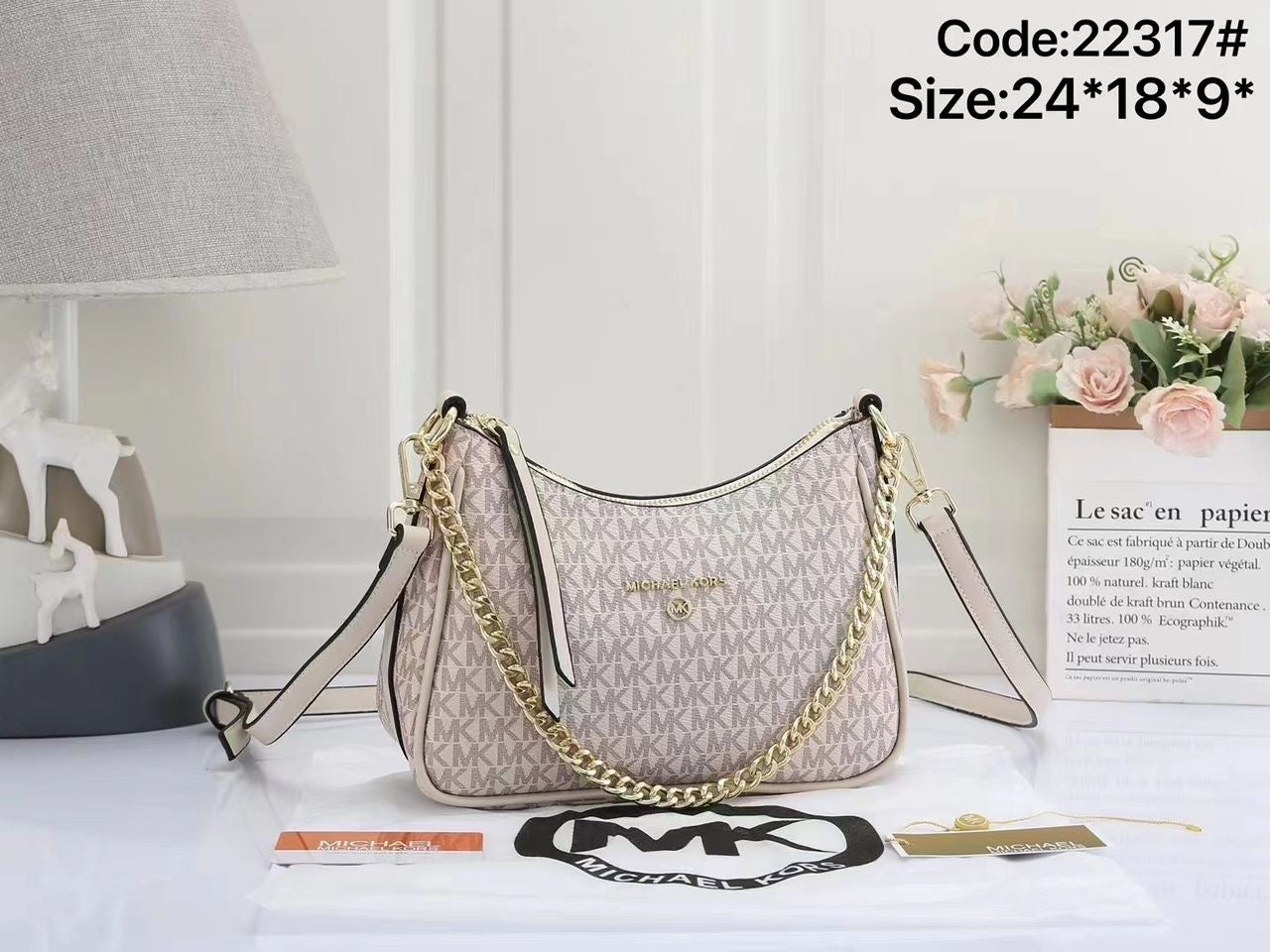 Michael Kors Signature Beige Chain Shoulder & Crossbody Bag