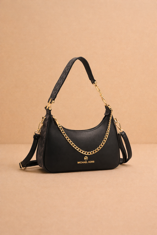 Michael Kors Black Shoulder Bag with Gold Chain