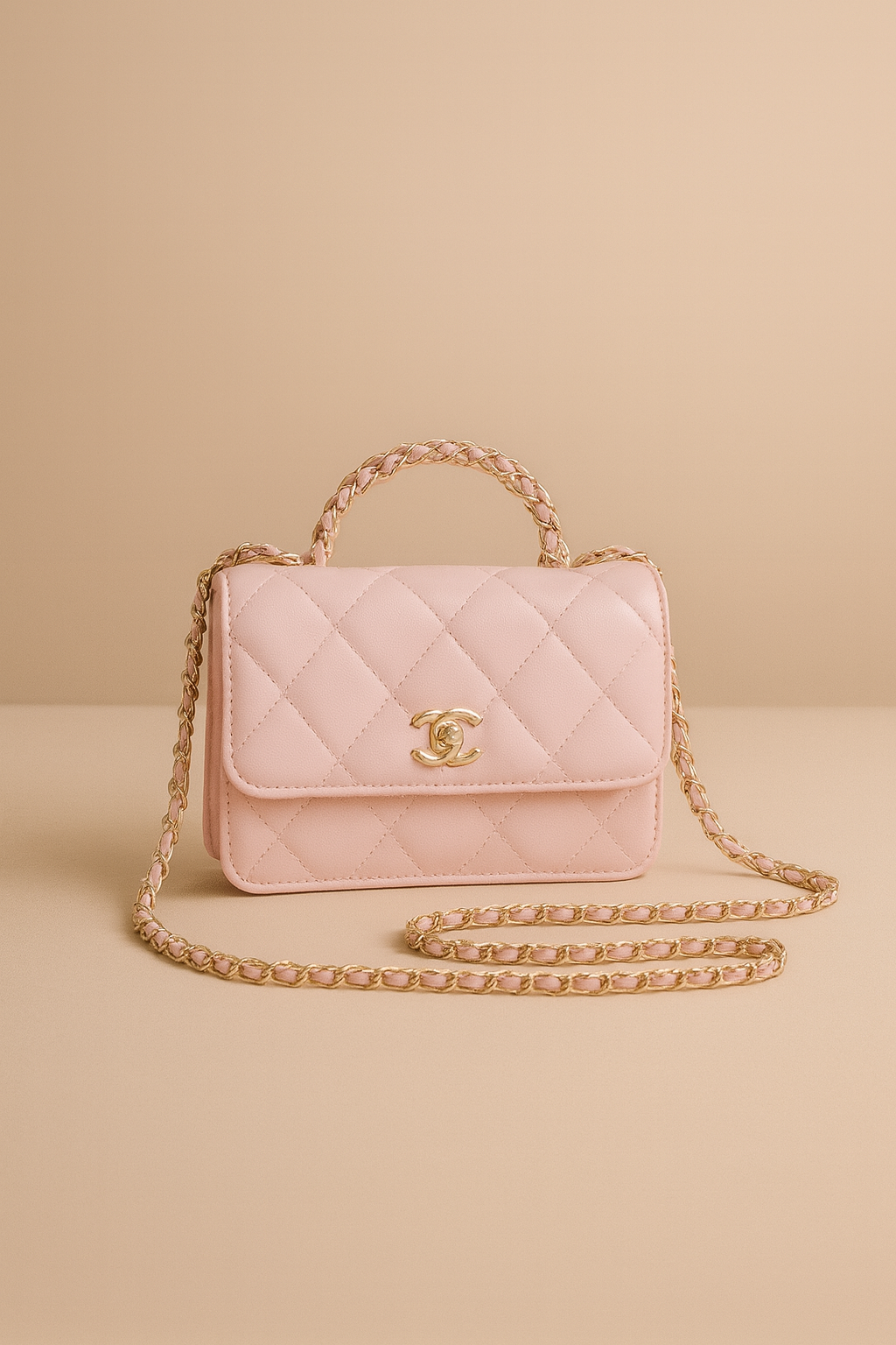 Chanel Style Quilted Chain Shoulder & Crossbody Bag – Pink