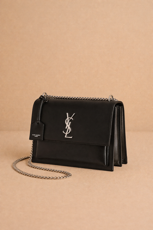 Saint Laurent Sunset Ladies Bag (Black/Silver)