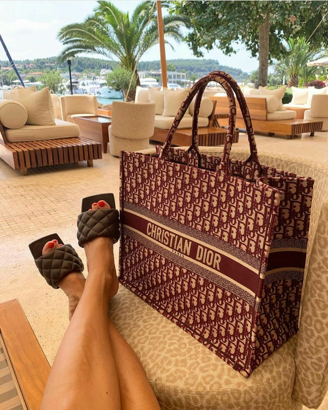 Christian Dior Red Canvas Medium Oblique Book Tote Bag