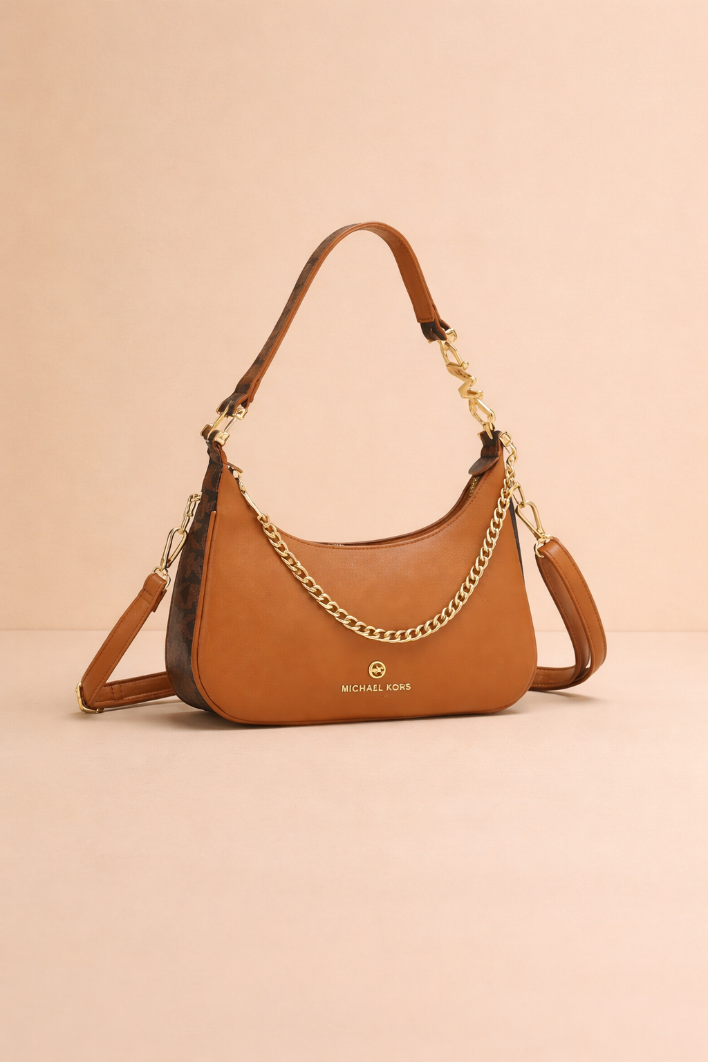 Michael Kors Brown Shoulder Bag with Gold Chain