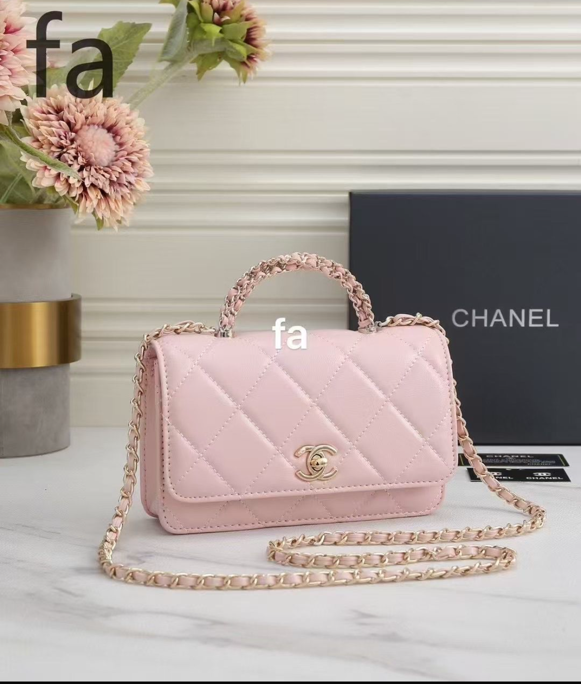 Chanel Style Quilted Chain Shoulder & Crossbody Bag – Pink