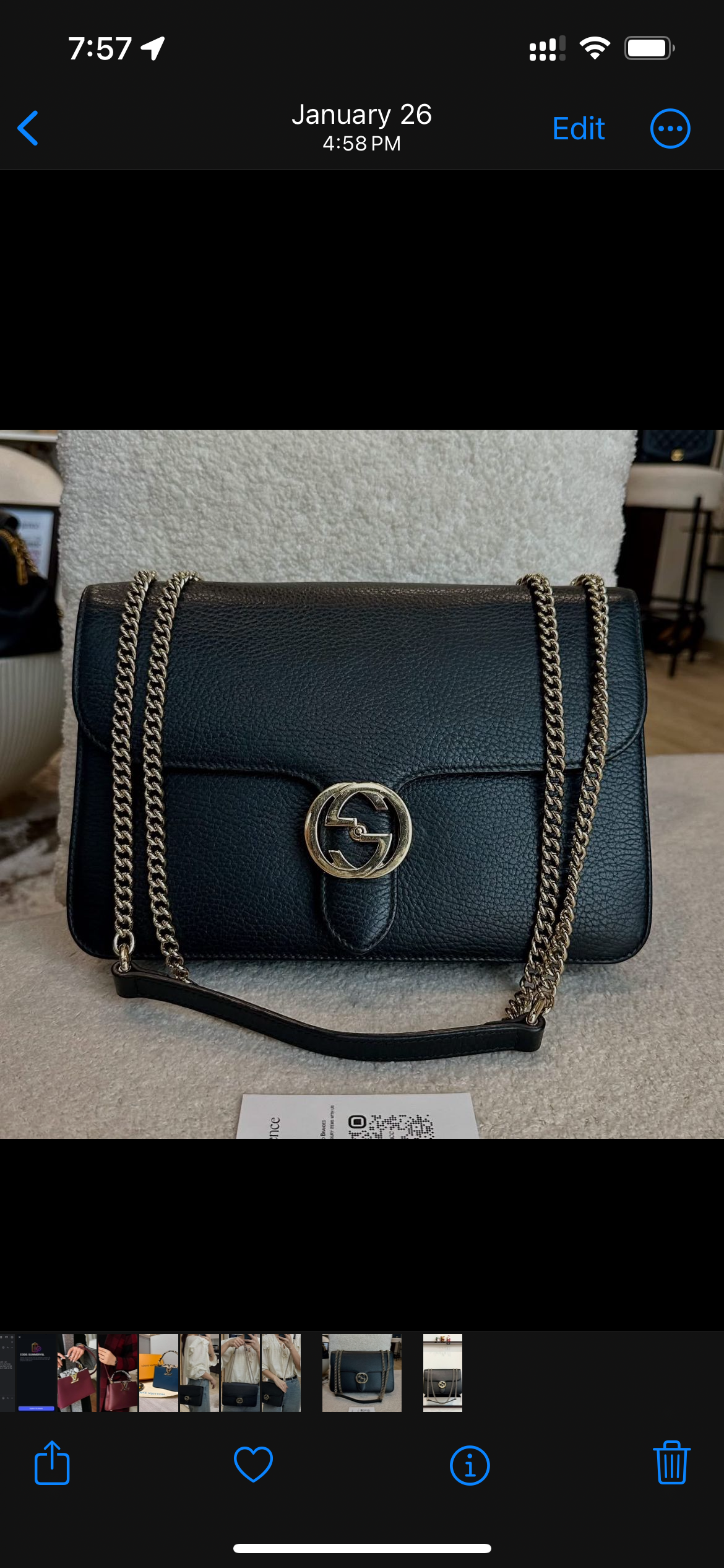 Gucci Black Leather Interlocking Ladies Bag