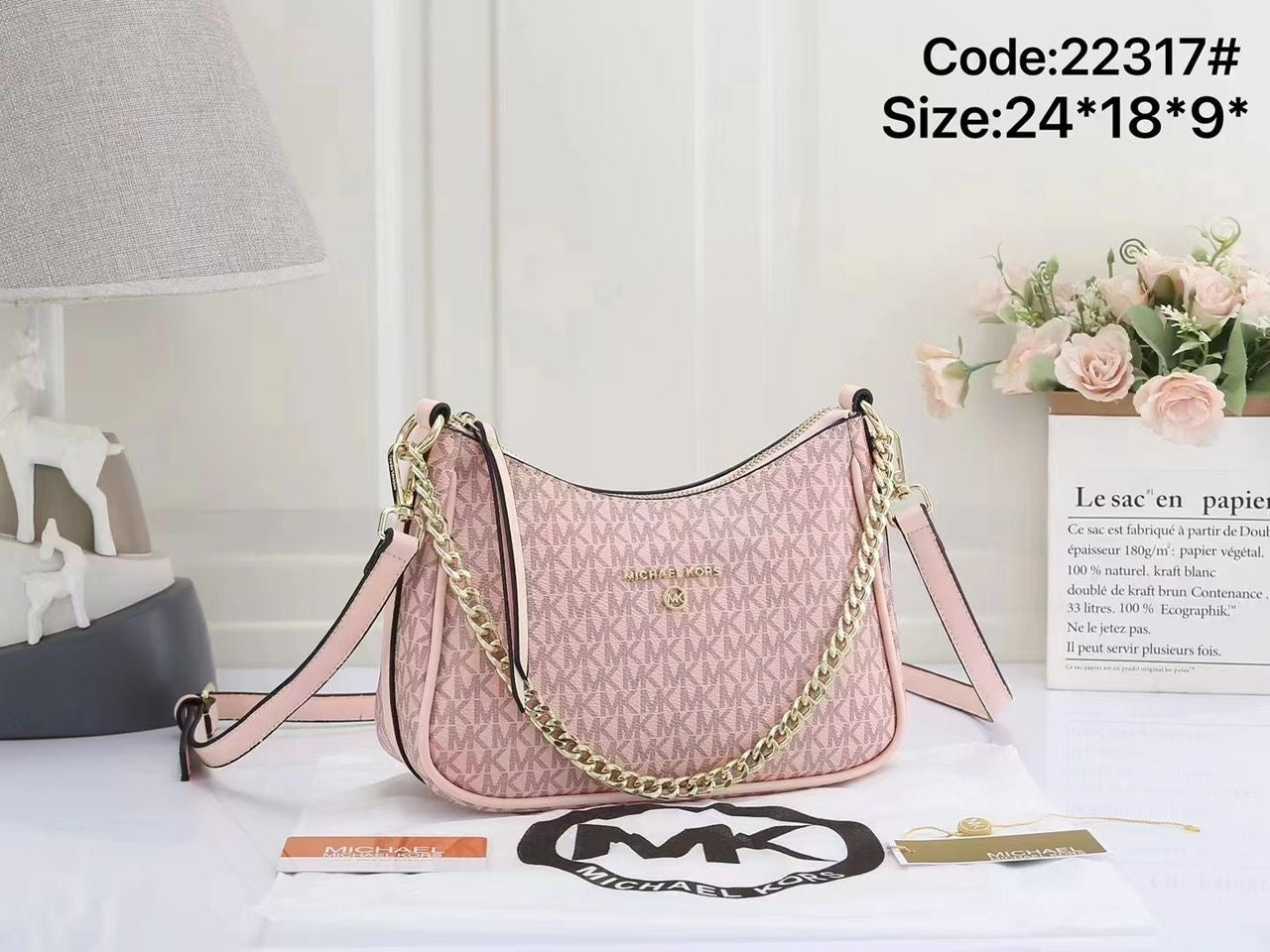 Michael Kors Signature Small Chain Shoulder Bag – Blush Pink