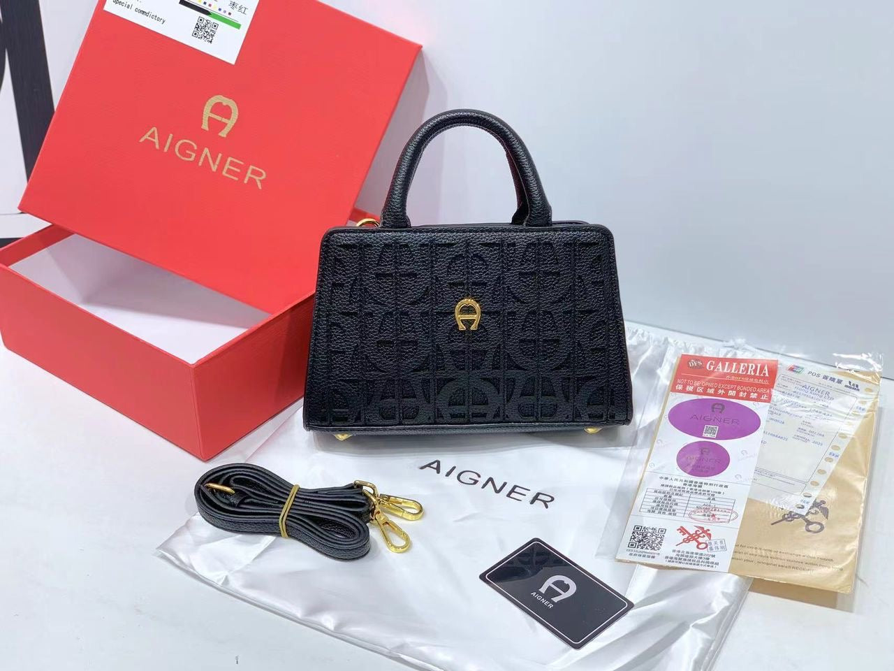 Aigner Structured Top Handle Bag – Classic Black – FECCINI.COM