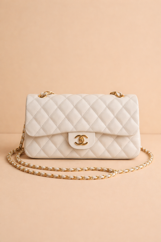 Chanel Caviar Medium Classic Bag (White)