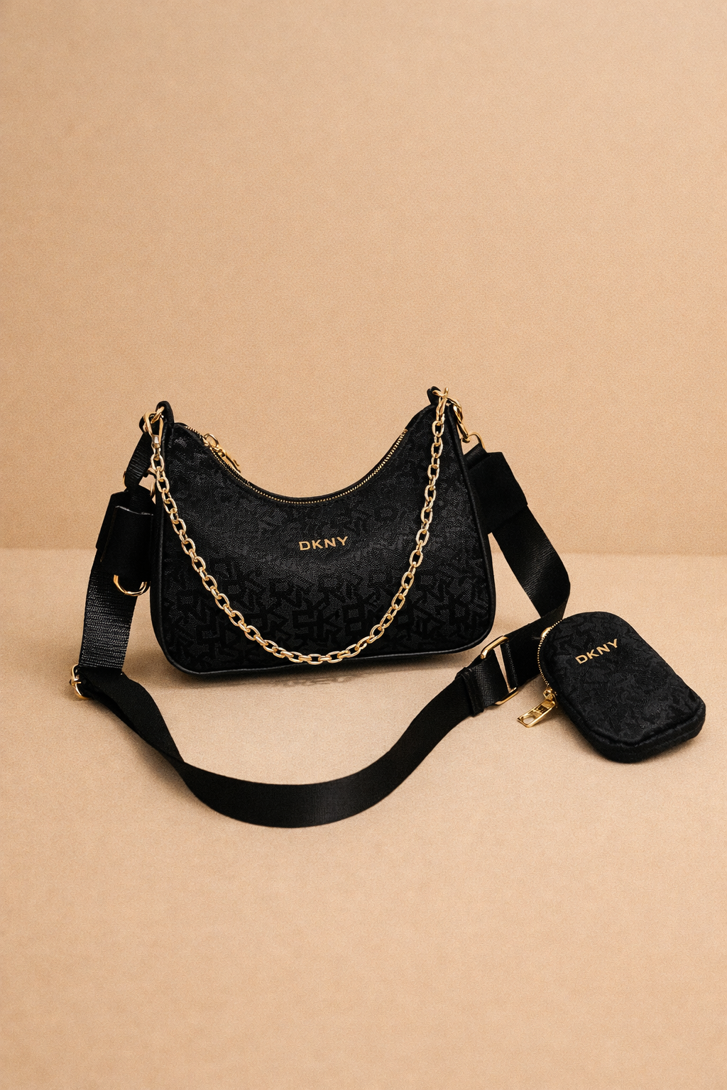 DKNY Full Black Texture Women’s Handbag