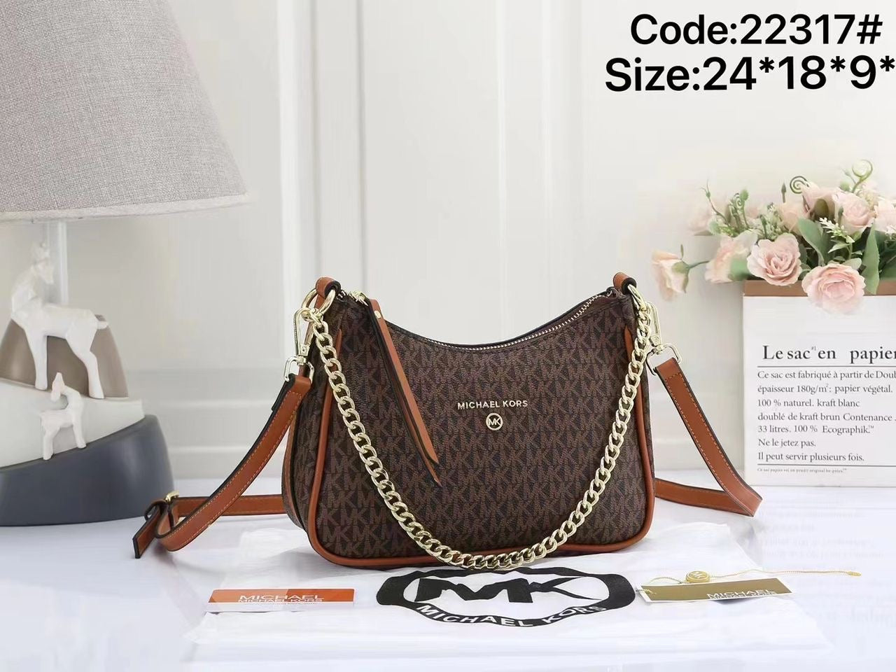 Michael Kors Signature Chain Shoulder & Crossbody Bag – Brown Monogram