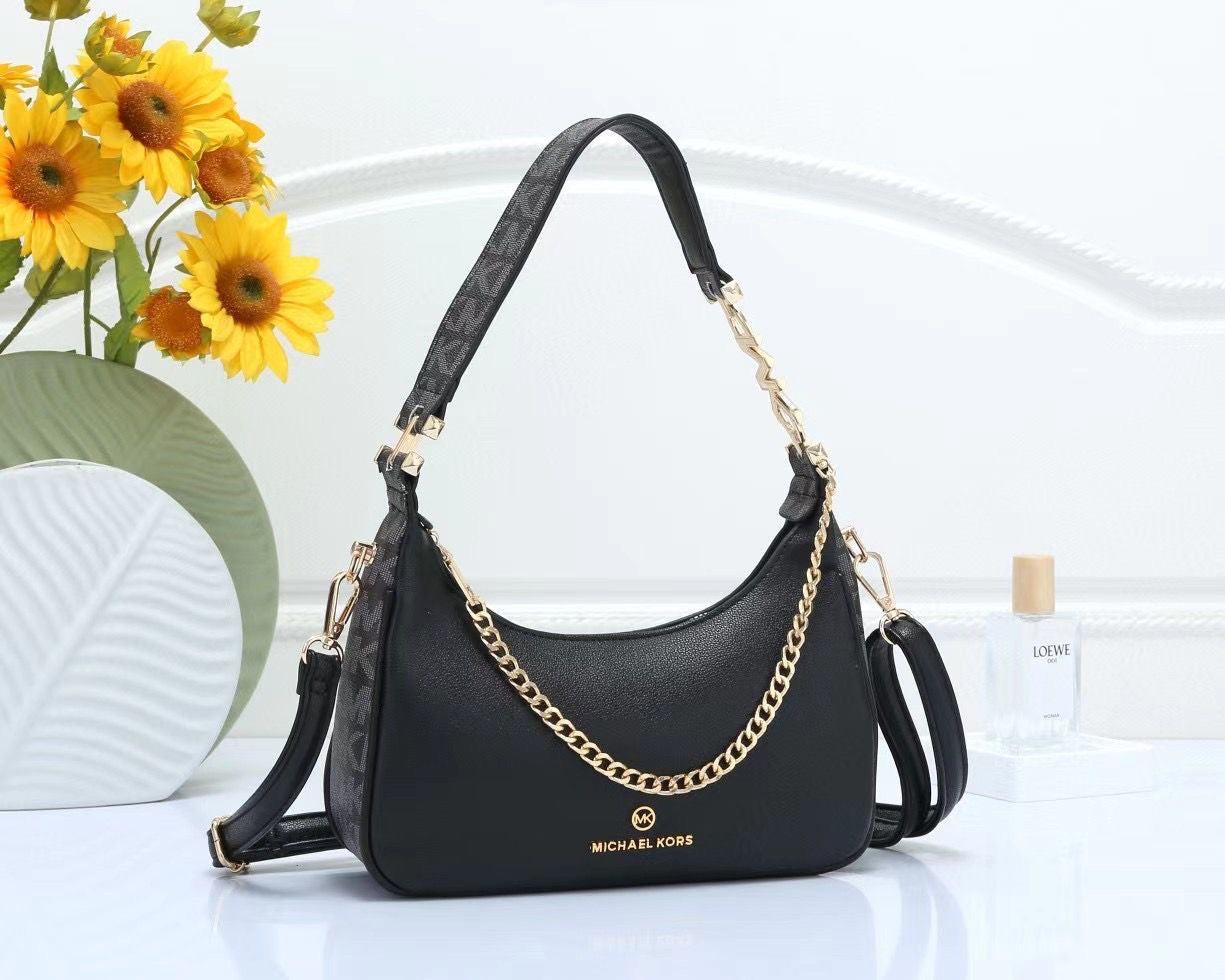 Michael Kors Black Shoulder Bag with Gold Chain