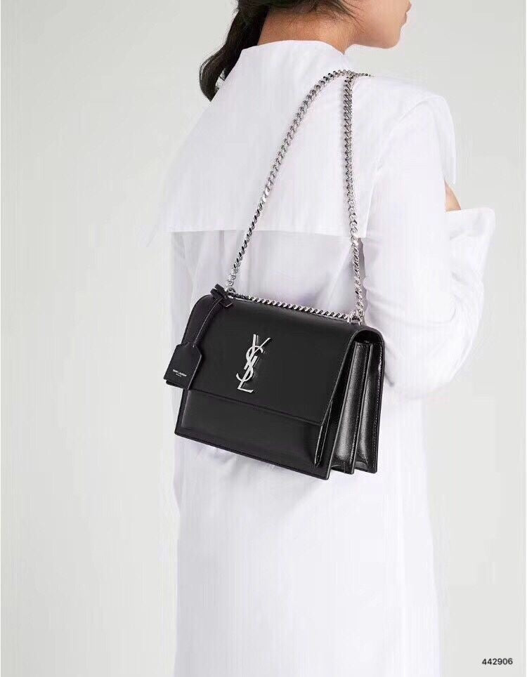 Saint Laurent Sunset Ladies Bag (Black/Silver)