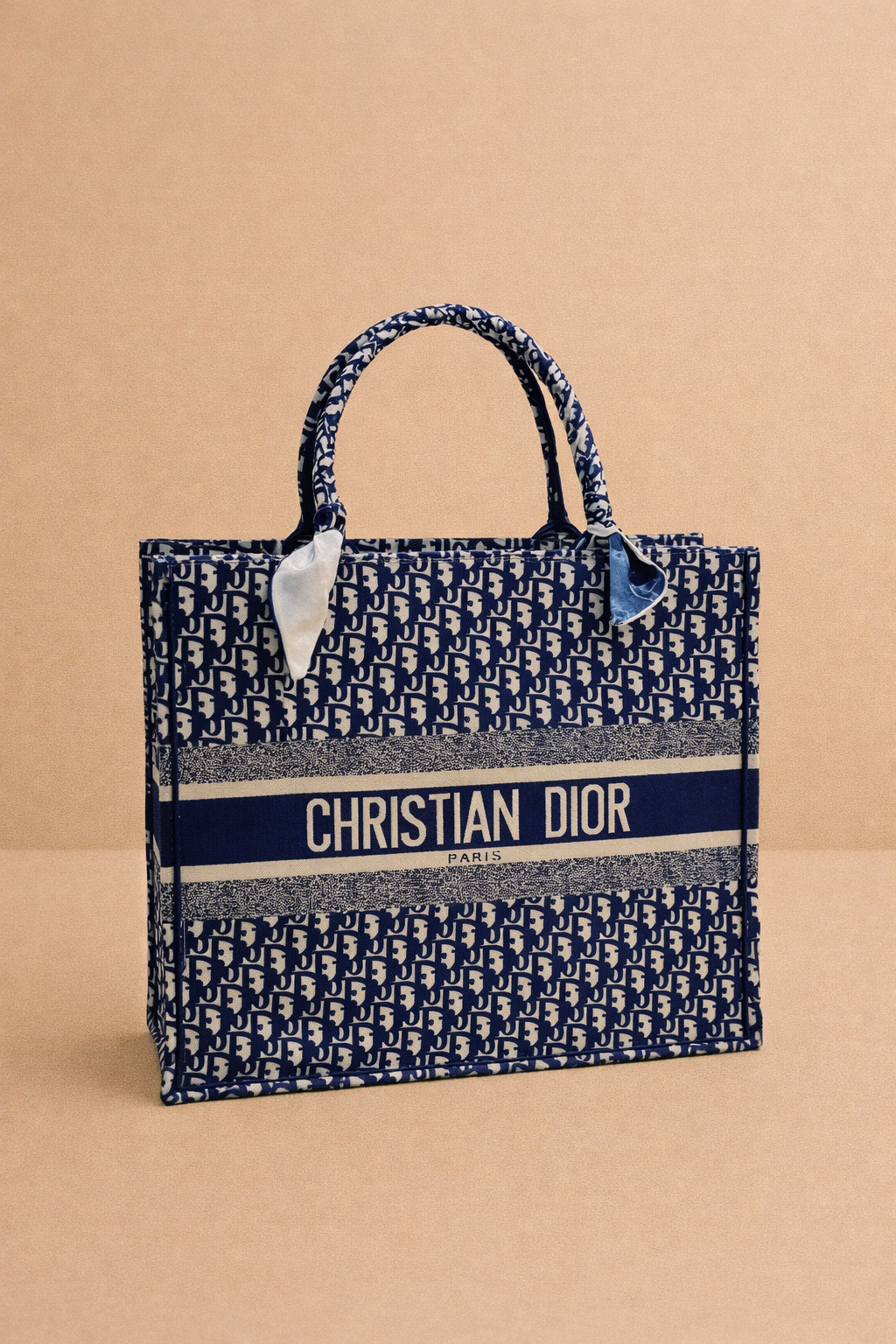 Christian Dior Blue Canvas Medium Oblique Book Tote Bag