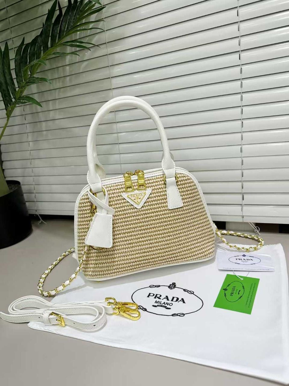 Prada Ladies Mini Bag White/Beige