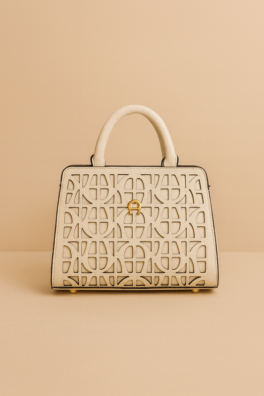Aigner Structured Top Handle Bag – White Ivory Cream