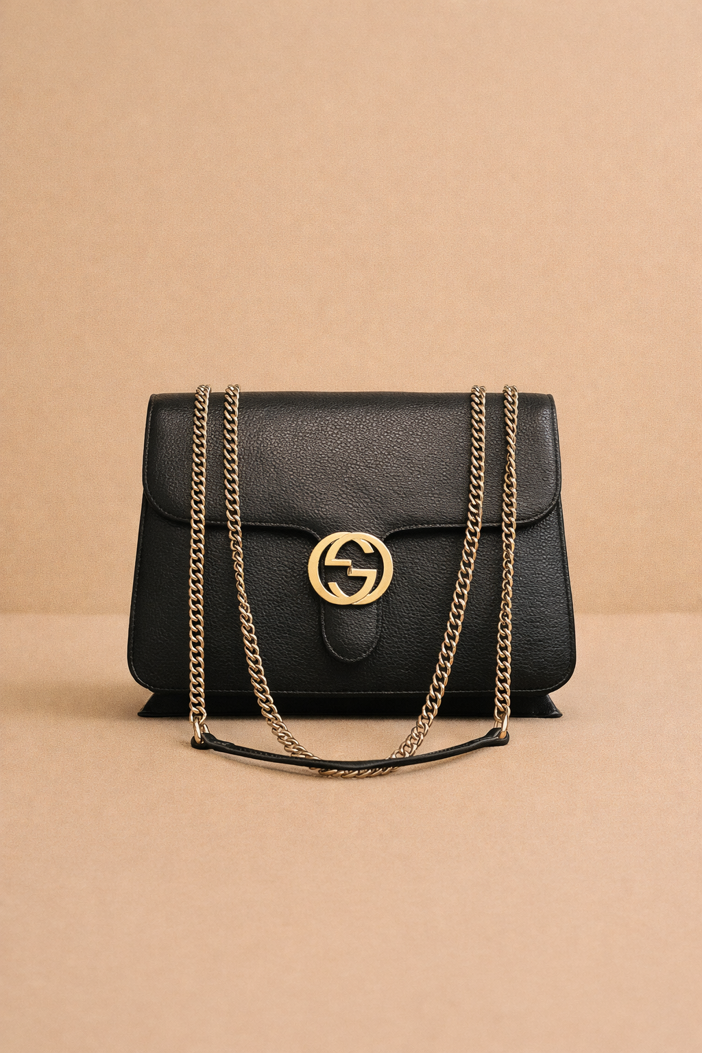 Gucci Black Leather Interlocking Ladies Bag