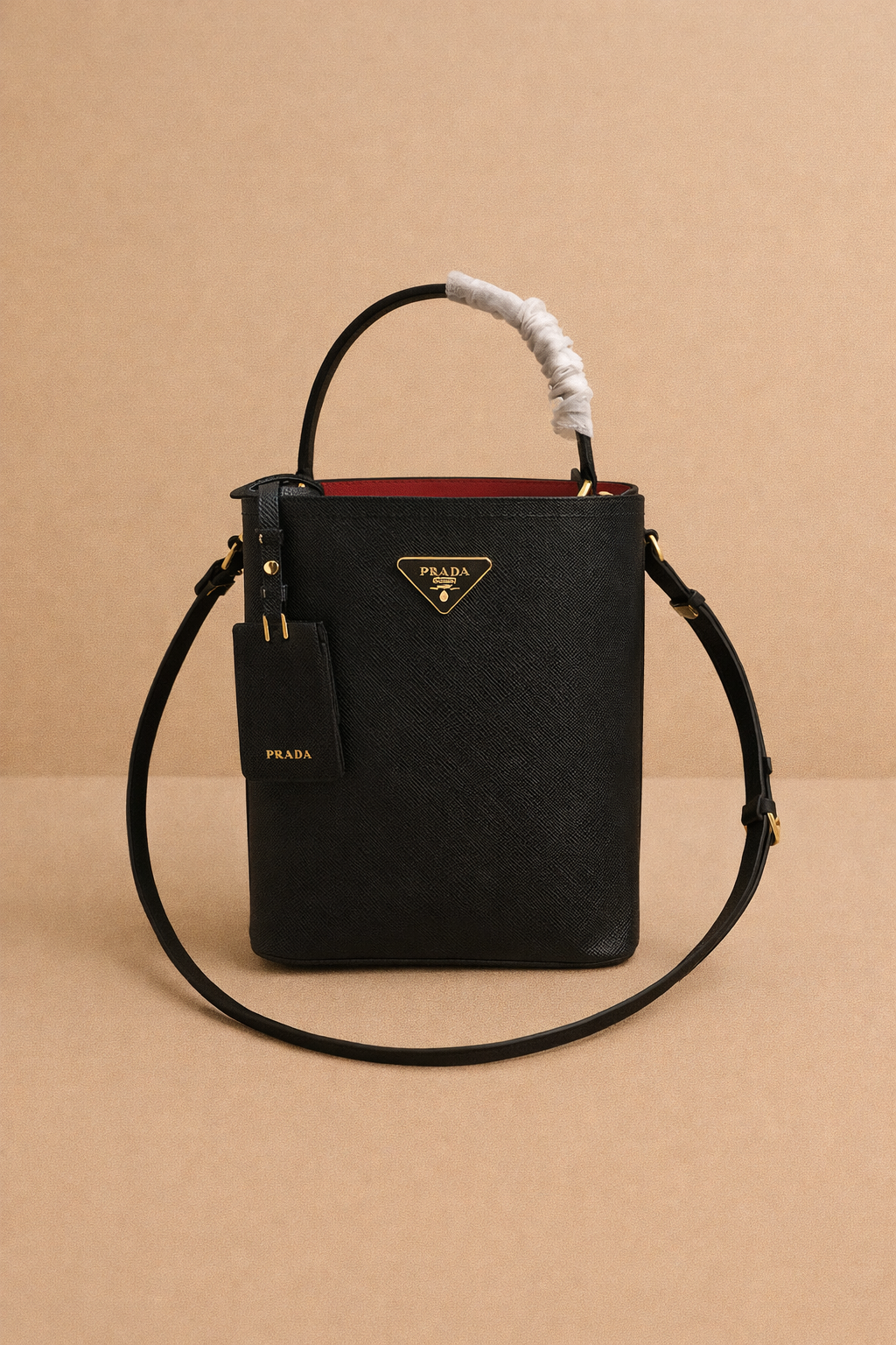 Prada Black Ladies Bag With Red Interior