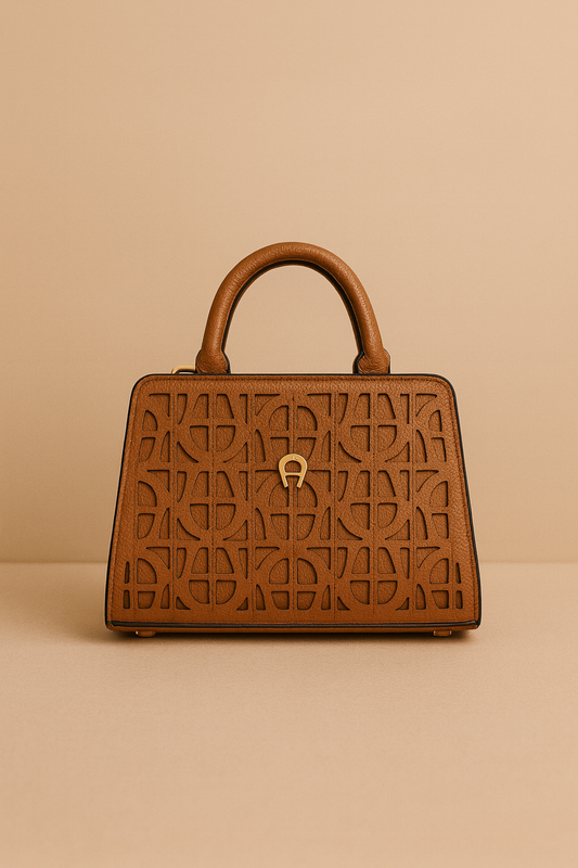 Aigner Structured Top Handle Bag – Tan Brown