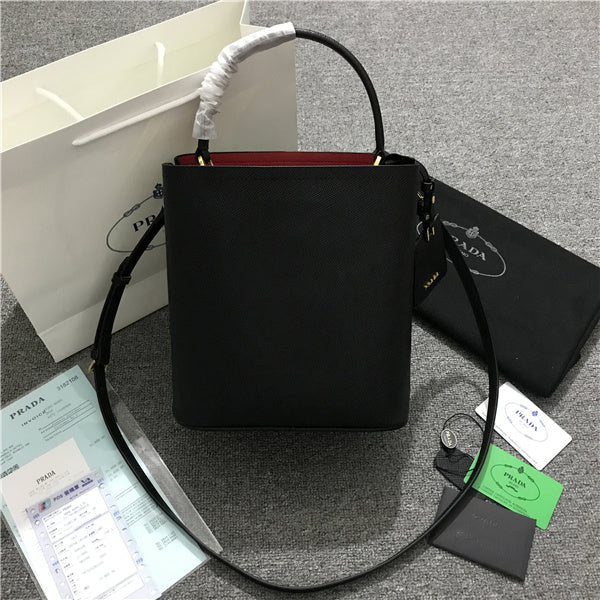 Prada Black Ladies Bag With Red Interior