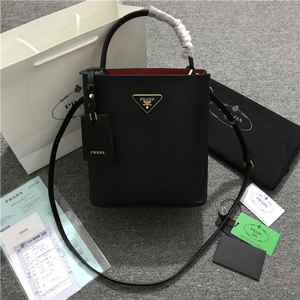 Prada Black Ladies Bag With Red Interior