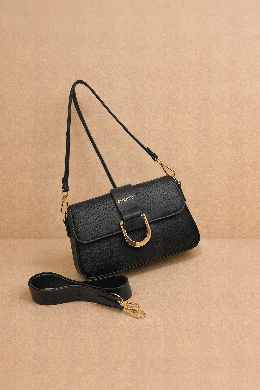 DKNY Full Black Texture Handbag