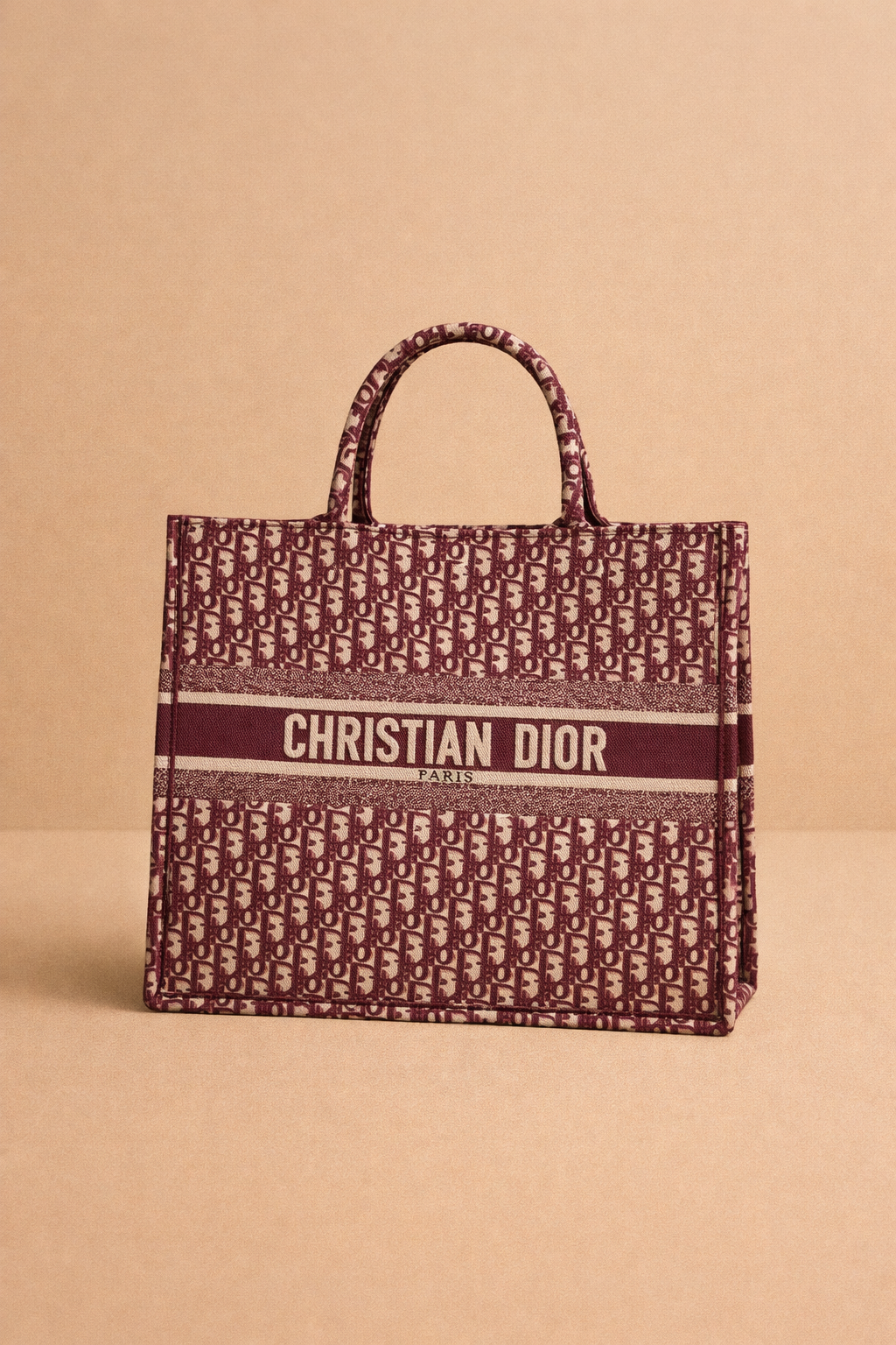 Christian Dior Red Canvas Medium Oblique Book Tote Bag