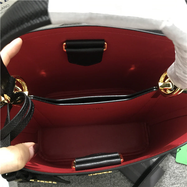 Prada Black Ladies Bag With Red Interior