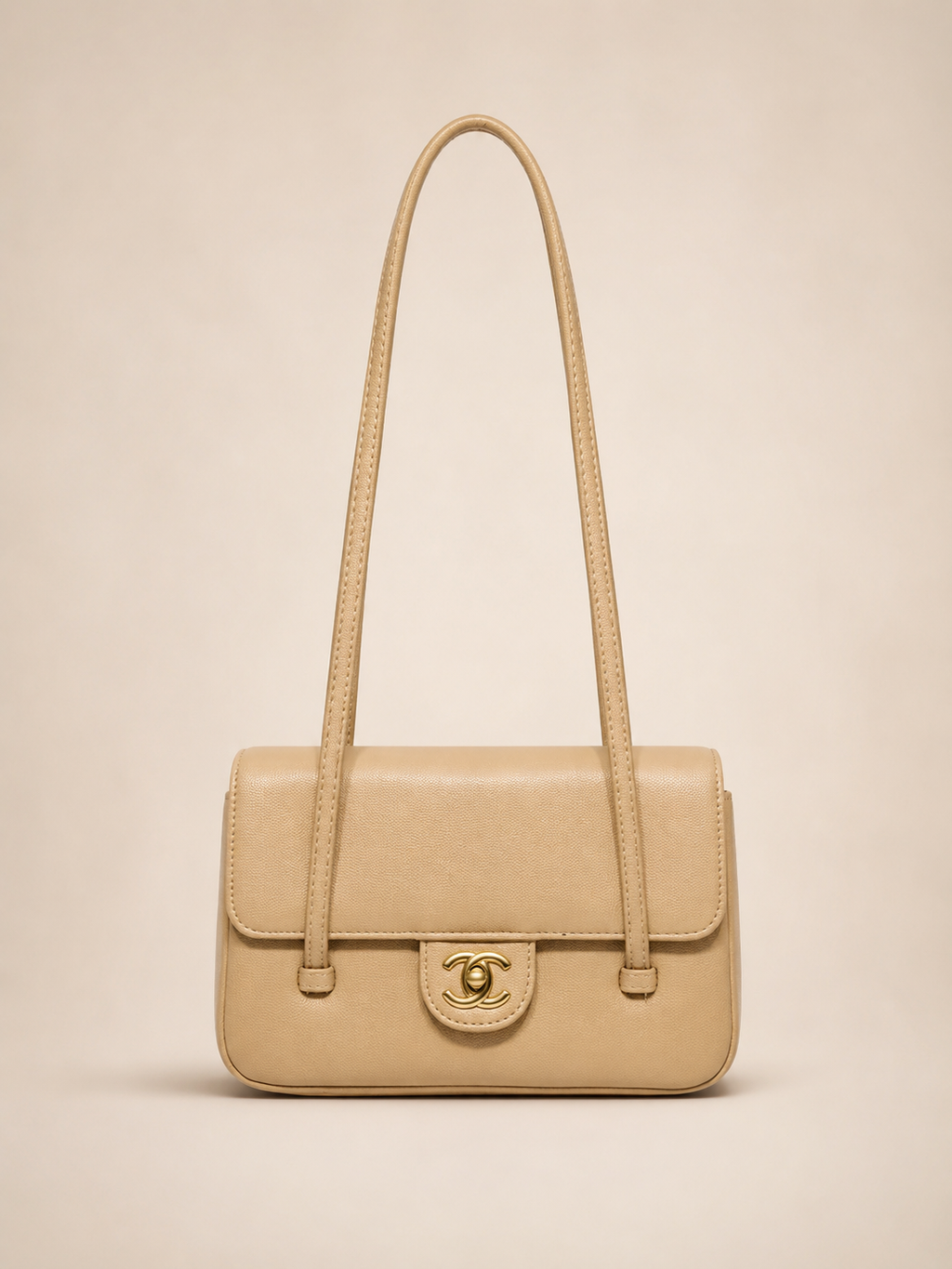 Chanel Classic Long Strap Flap Shoulder Bag in beige