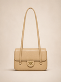 Chanel Classic Long Strap Flap Shoulder Bag in beige
