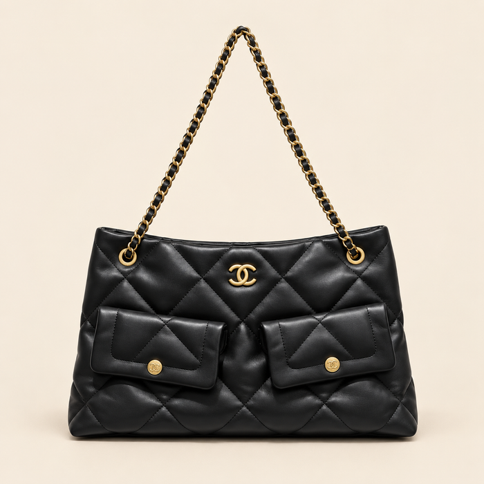 Chanel Quilted Double Pocket Chain Shoulder Bag