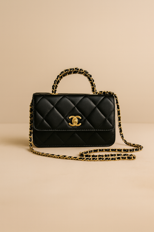 Chanel Style Quilted Chain Bag in Black