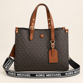 Michael Kors Signature Monogram Tote Bag in Brown with Tan Trim